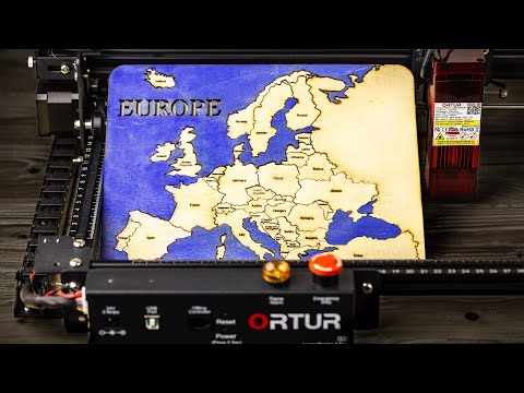 European map puzzle cut from plywood on my new  Ortur Laser Master 2 pro S2