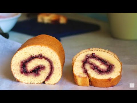 Easy Vanilla Jam Roll Cake Recipe | How to make Jam roll cake recipe