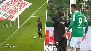 Bizarre Bundesliga moment! Striker booked for 'unsportsmanlike conduct' while scoring! 🤷‍♂️