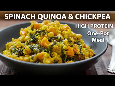 One Pot Spinach CHICKPEA AND QUINOA Recipe | Easy Vegetarian and Vegan Meals | Quinoa recipes