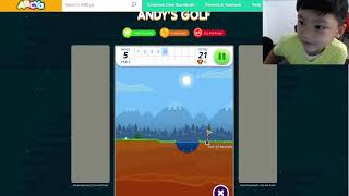 Aadit continues playing 'Andy's Golf' on ABCya and finishes level 3