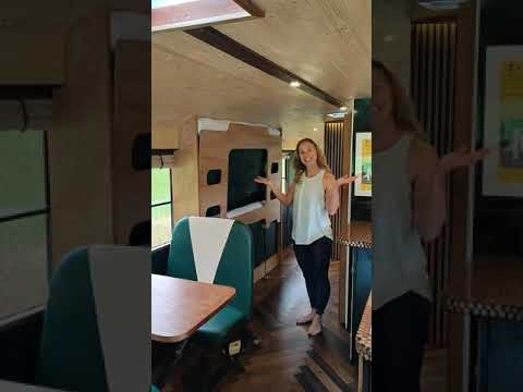 The Murphy Bunk beds on the Skoolie Stays glamping bus