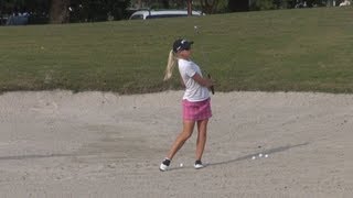 GOLF SWING 2012 - PERNILLA LINDBERG PRACTICE BUNKER - FACE ON & SLOW MOTION - HQ 1080p HD