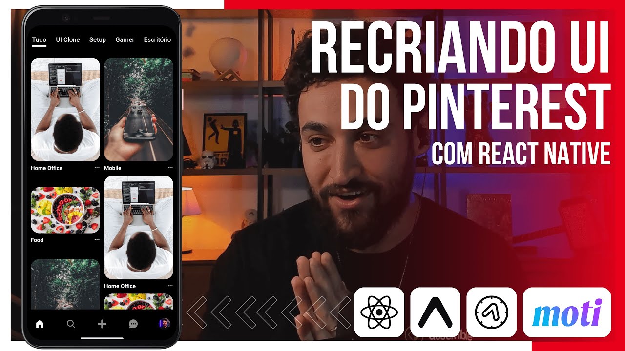Recriei a interface do Pinterest com Animação usando React Native, Expo Router, Moti e Reanimated