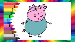 How to Draw Daddy Pig from Peppa Pig 🐷 EASY Step-by-Step Drawing