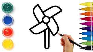 Easy Windmill Drawing for Kids 🌬️🌾 | Step by Step Tutorial