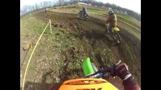 preview picture of video 'Cannonball MX Halloween races Wabash IN. Over 30B Moto #1 1996 Kawasaki KX500 Oct. 2012'