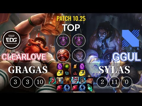 EDG Clearlove Gragas vs DRX.A Ggul Sylas Top - KR Patch 10.25