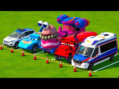 DACIA DODGE, POLICE CARS and MERCEDES, FORD AMBULANCE EMERGENCY TRANSPORT ! FS22