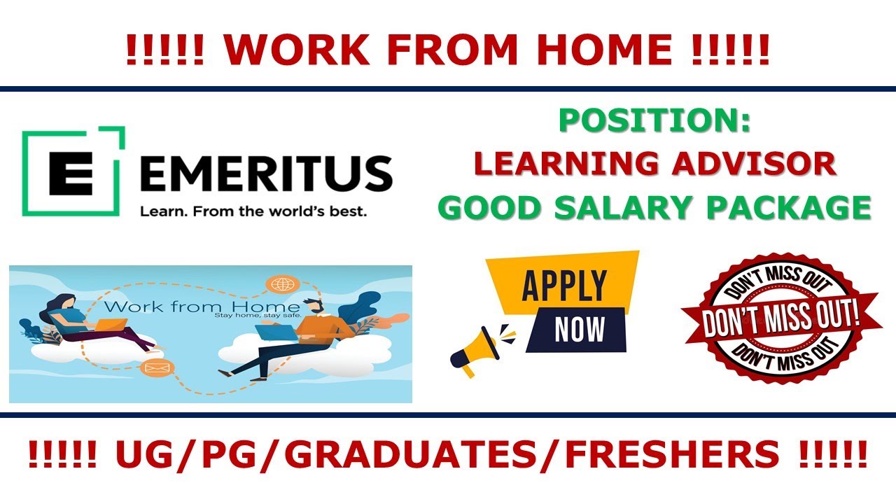Work From Home | Emeritus | Learning Advisor | Good Salary | English