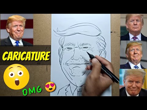 Donald Trump 😲 | How to draw a quick caricature of...
