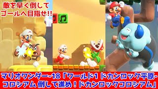 スーパーマリオブラザーズ ワンダー-18「ワールド1 ドカンロック平原-コロシアム たおして進め！ドカンロックコロシアム（マップ内の隠し土管あり）」