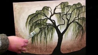 How to paint a Weeping Willow Tree - STEP by STEP
