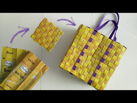 Kahvipussikassi keltaisista Pauligin Brazil ja New York kahvipusseista