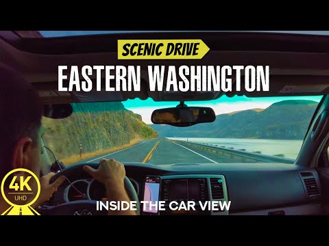 4К Scenic Roads of Eastern Washington, USA - Inside the Car View | Exploring Grand Coulee Dam Area