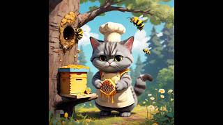 Cat Makes Delicious Honey Cake. #cat #cute #kitten #honey #cake #kitten