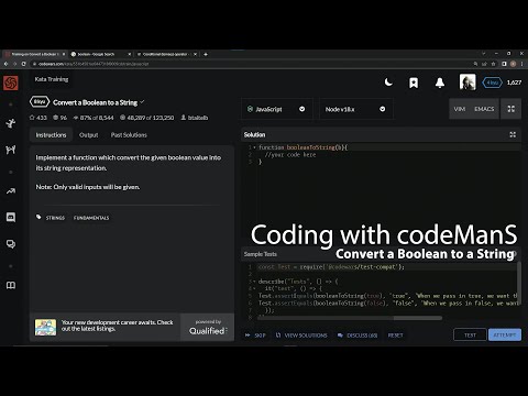 Codewars Javascript Convert A Boolean To A String