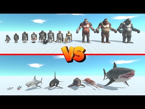 Goro The Giant Team Vs Mutant Megalodon Team - Animal Revolt Battle Simulator