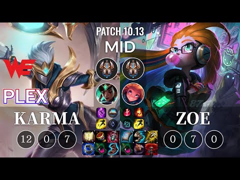 WE Plex Karma vs Zoe Mid - KR Patch 10.13