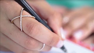 XO Pave Ring in Rhodium (Size 6)