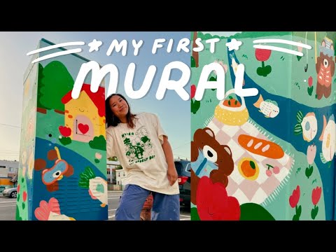 Painting a Mural! 🎨 ART STUDIO VLOG