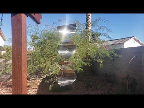 WorldaWhirl 3D Wind Spinner Silver Helix 6.5 x 18 Inch Stainless Steel Yard Art Decor by Amorpax Inc