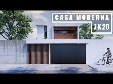 CASA MODERNA MINIMALISTA DE 7X20 CON ESPACIOS AMPLIOS
