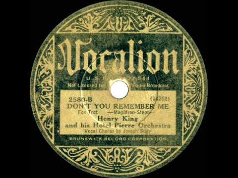 1933 Henry King - Don’t You Remember Me (Joseph Sudy, vocal) (Vocalion version)