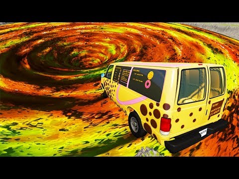Beamng Drive - Car Falls Into Volcano Vortex | BeamNG-Destruction