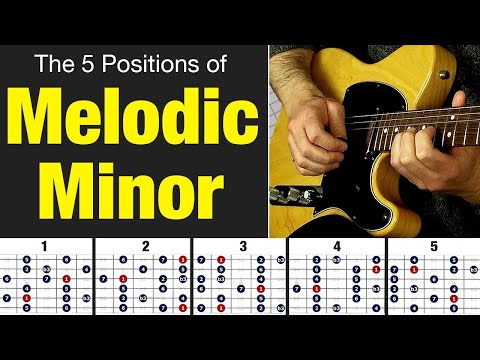 MELODIC MINOR Scale Guitar Patterns - All Five Positions