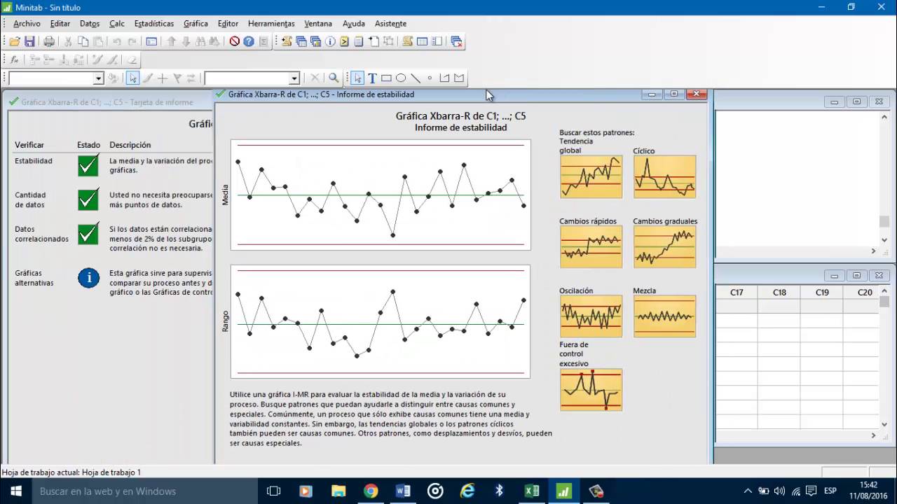 Como elaborar gráficos de control en Minitab 17