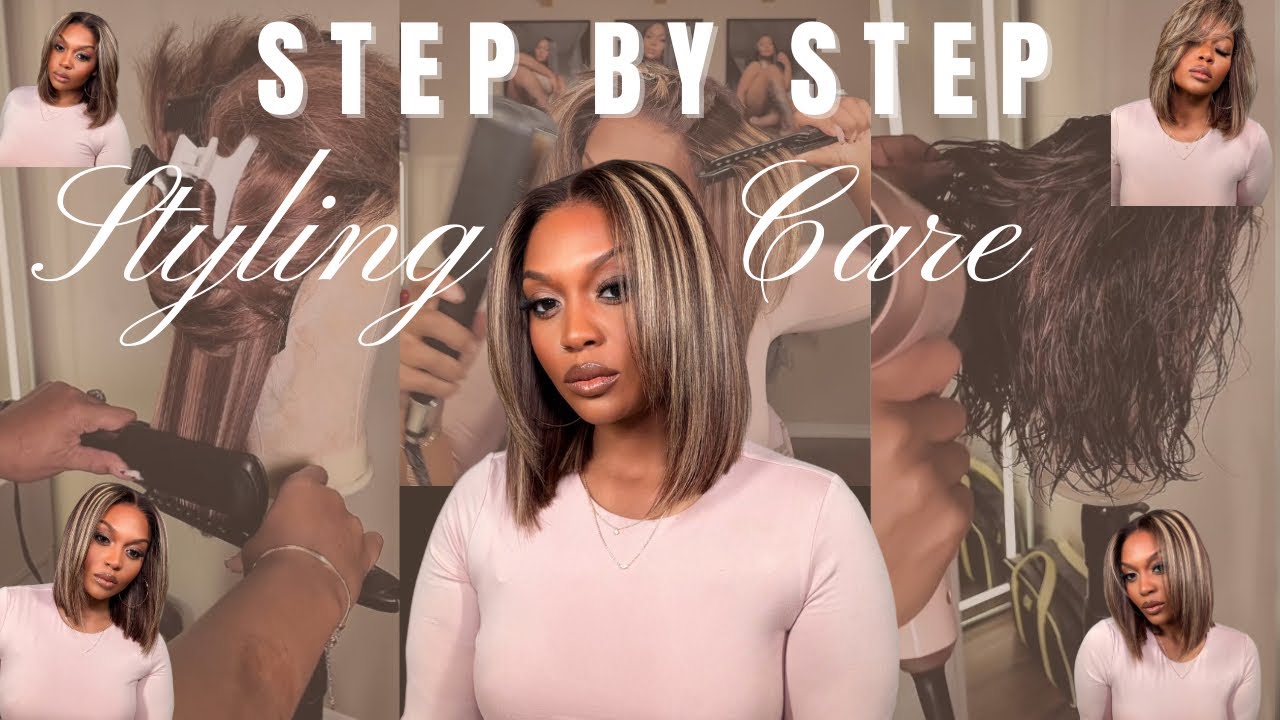 Blonde Highlight Bob Wig Install + Styling | 10” Glueless 5x5 Closure Beginner Friendly Step-By-Step