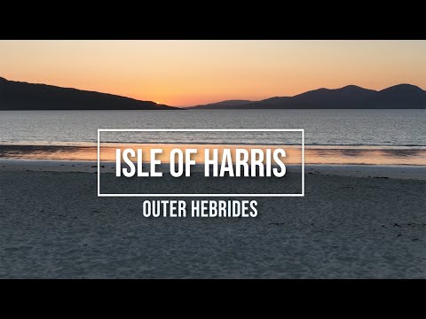 Sunset drone flight over Luskintyre and Seilebost beaches, Isle of Harris 4k