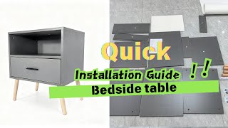 Grey Wooden Nightstand Assembly | Easy Step-by-Step Setup