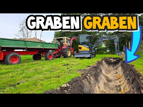 5,7 TONNEN KIPPER an der GRENZE! | Graben ausheben mit Eurotrac HE 26-SR | IHC 633 | Bruns  Mr. Moto