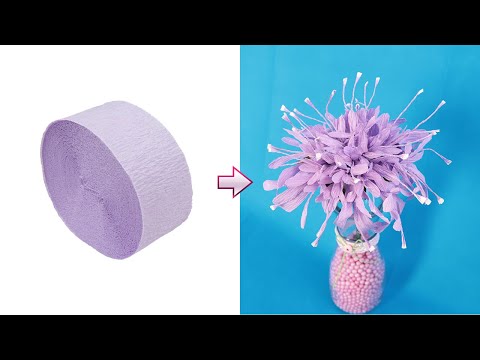 How To Make Scabiosa Paper Flower From Crepe Paper | DIY Paper Scabiosa Flowers