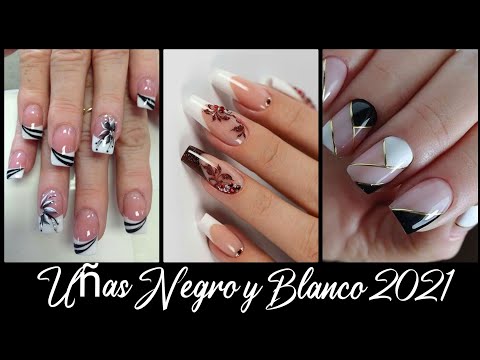 DISEÑOS DE UÑAS NEGRO Y BLANCO2021/UÑAS BLANCO CON NEGRO/BLACK WITHE NAIL 2021