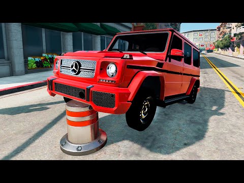 Cars vs Bollards - BeamNG.drive 4K Gameplay / HUGE Car Crashes