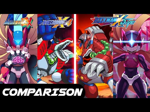 ROCKMAN X DiVE - Boss Battle Comparison (Magma Dragoon And Omega Zero) [4k]