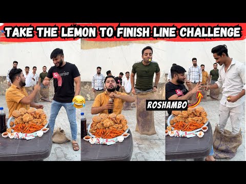 Funny Jumping Challenge With Team 😜 Take The Lemon To Finish Line & Eat Unlimited Chicken Platter 🤩
