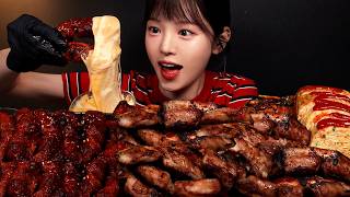 SUB)치즈폭포 매운 양념쪽갈비 먹방! 오돌뼈주먹밥 대왕 계란말이까지 한식 꿀조합 Pork Ribs Mukbang Asmr