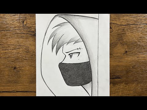 Easy drawing tutorial for beginners | How to draw a kid wearing a hoodie | How to draw anime boy