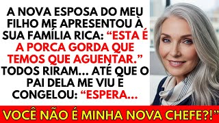 Minha nora me chamou de “porca gorda” no casamento… Mas o pai dela me viu e congelou: “É ELA?”