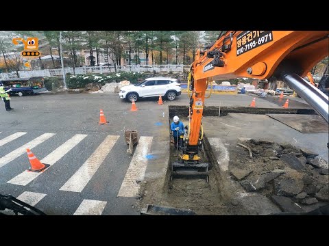 영웅건기 엥콘틸트로테이터(engcon tiltrotator)활용 지역난방200A 100A 터파기 작업 PART.8
