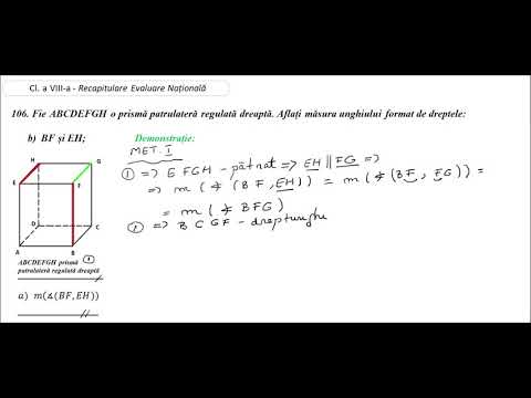 Cl  a VIII-a - Recapitulare E N - ex. 106b) -  prismă patrulateră regulată dr - ungh. BF și EH
