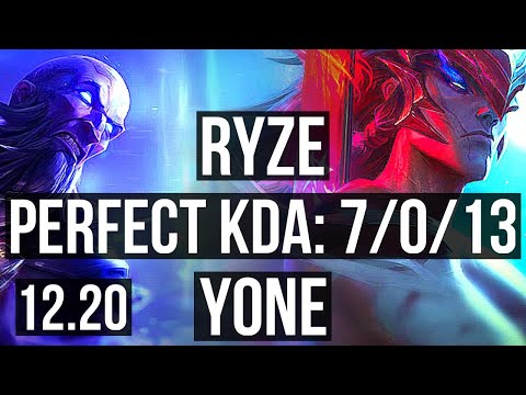 RYZE vs YONE (MID) | 7/0/13, Godlike | KR Diamond | 12.20