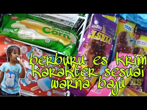 Berburu es krim karakter sesuai warna baju | azizah doyan es krim | @azizahandfamily8649