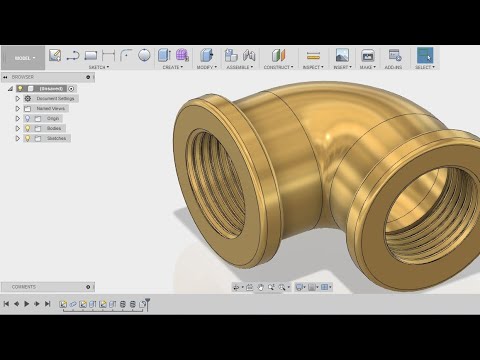 Fusion 360 Beginners Tutorial-- How to Make a Elbow 90 Degree