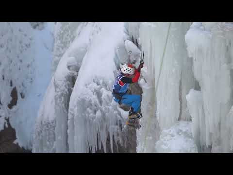 Landers Gaydosh at Qualifying Day 1 for UIAA Ice Climbing North American Championships 2022 in Ouray