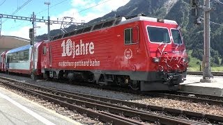 preview picture of video 'Rhätische Bahn und Matterhorn Gotthard Bahn im Raum Disentis Sommer 2013'